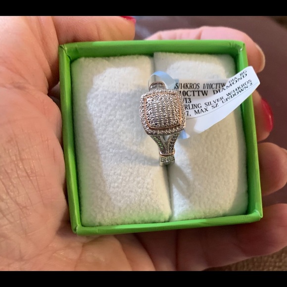 1/10 CTW Diamond, Silver w/Rose Gold Size 7 Ring - Picture 4 of 5